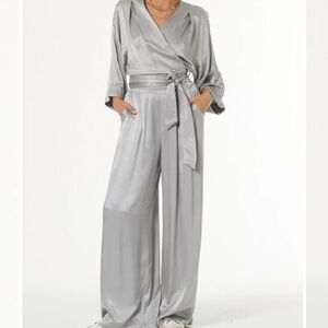 Young Fabulous & Broke Elegant Silver Wrap Top